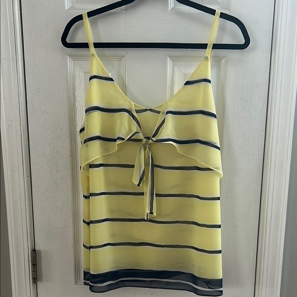 Butter Yellow/Navy Cabi Striped Women's Tank - Picture 1 of 7